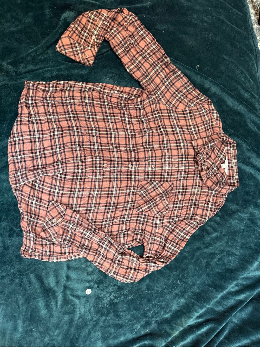 Womens Pink Plaid Button-Up Shirt